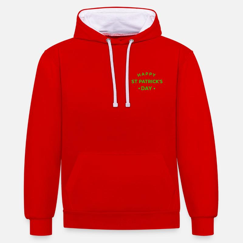Saint Patrick Vert  - Sweat à capuche contrasté - rouge/blanc