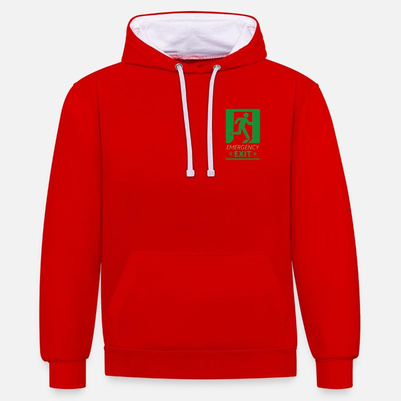 Emergency Exit Basic Green - Contrast hoodie - red/white