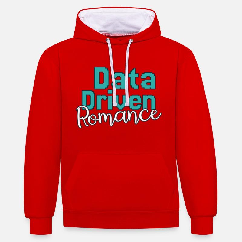 Data Science Saint-Valentin Romance - Sweat à capuche contrasté - rouge/blanc
