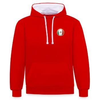 Mexiko Emblem - Kontrast-Hoodie - Rot/Weiß - Vorne - Liana (172cm) & Jaron (178cm)