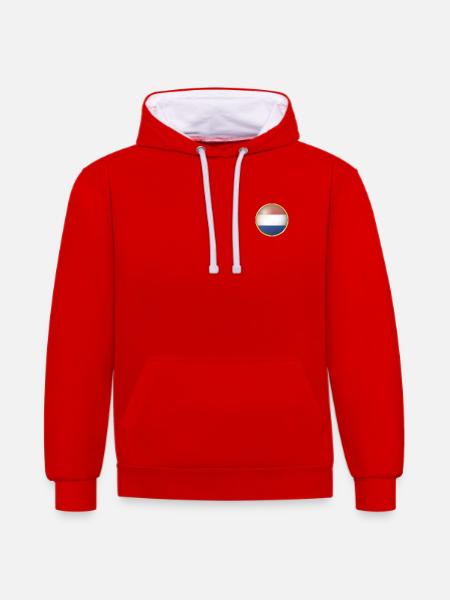 Niederlande Emblem - Kontrast-Hoodie - Rot/Weiß