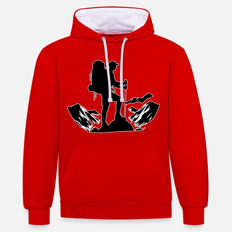 Contour du vagabond - Sweat à capuche contrasté - rouge/blanc