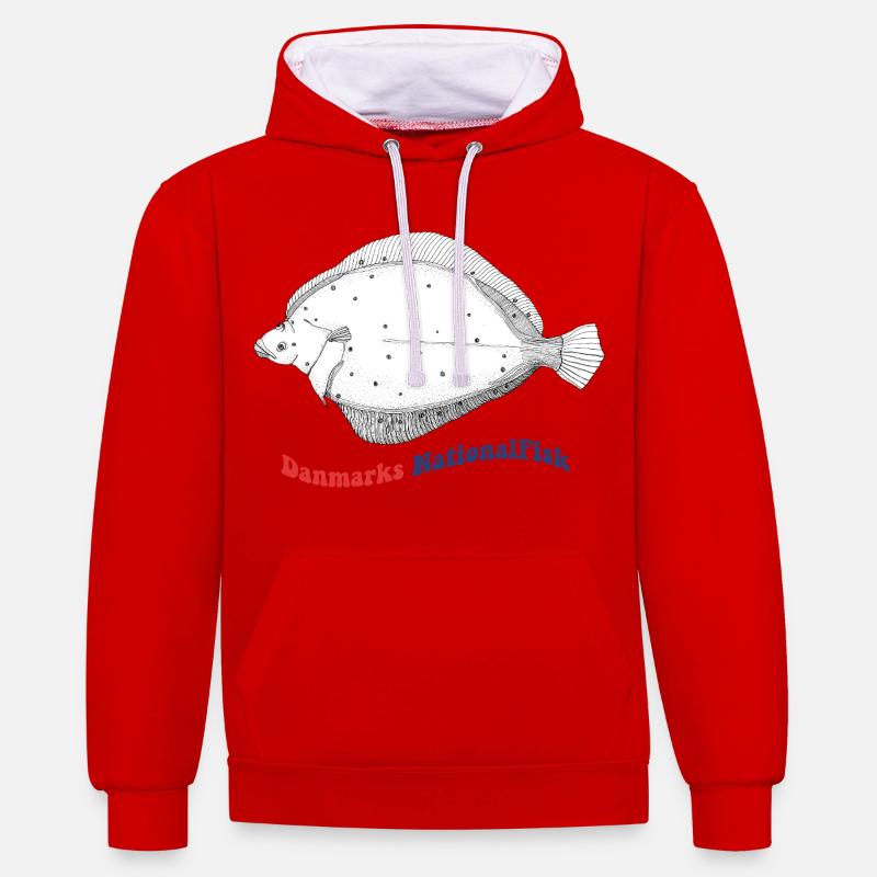 L’épagnette nationale de betteraves du Danemark - Sweat à capuche contrasté - rouge/blanc