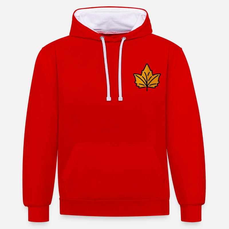 Idée cadeau feuillage feuille d'automne - Sweat à capuche contrasté - rouge/blanc