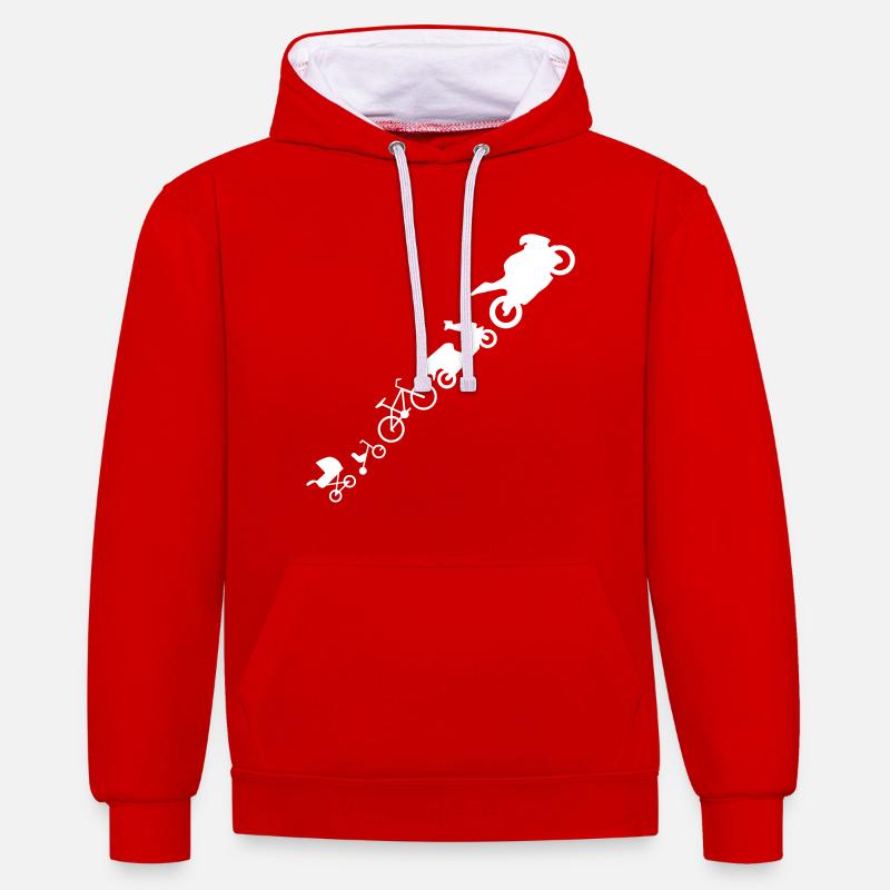 évolution de la moto em582 - Sweat à capuche contrasté - rouge/blanc