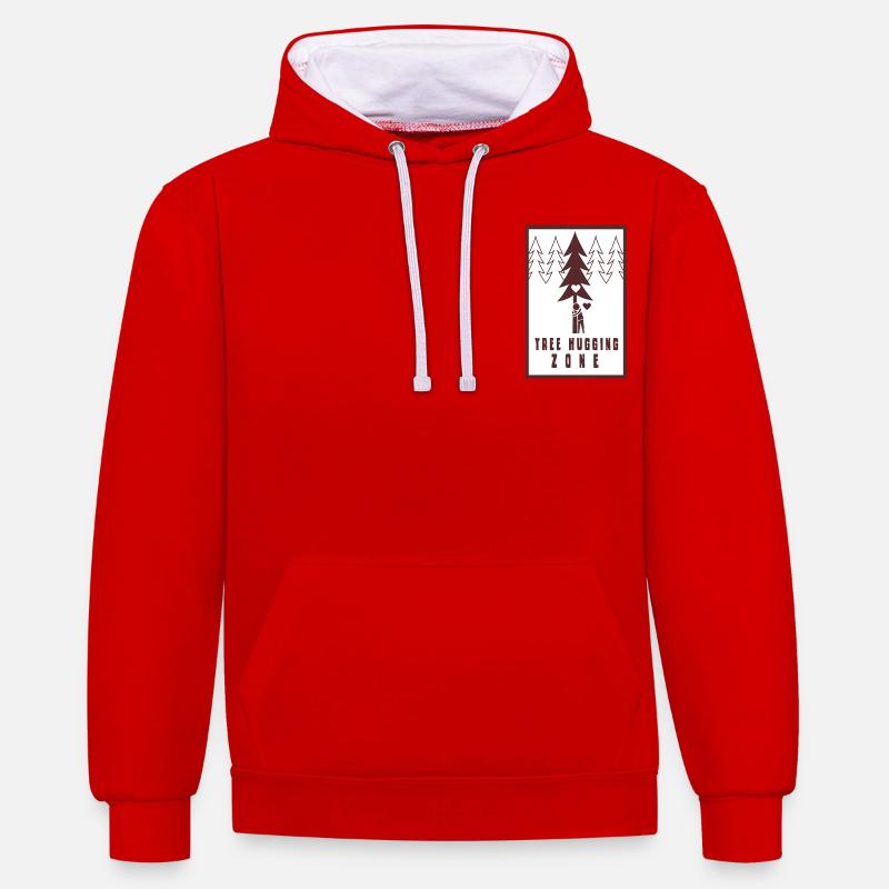 Tree Hugging Zone - Sweat à capuche contrasté - rouge/blanc