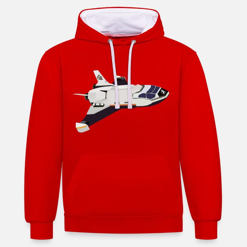 Vol de la navette spatiale - Sweat à capuche contrasté - rouge/blanc