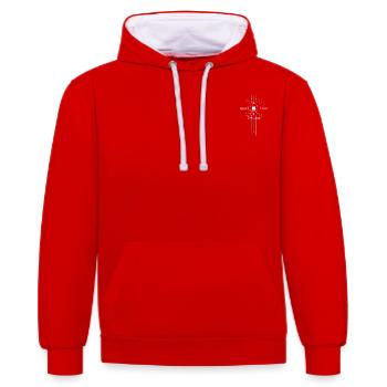 L’informatique dans l’âme - Sweat à capuche contrasté - rouge/blanc - Devant - Liana (172cm) & Jaron (178cm)