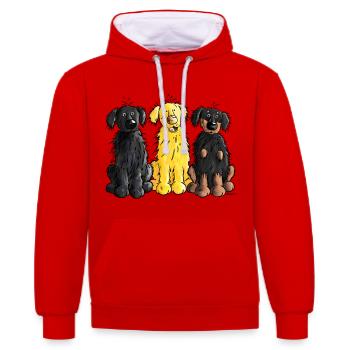 Hovawart - Hovawarte - Hund - Kontrast-Hoodie - Rot/Weiß - Vorne - Liana (172cm) & Jaron (178cm)
