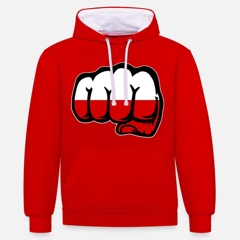 Drapeau de la Pologne - Sweat à capuche contrasté - rouge/blanc