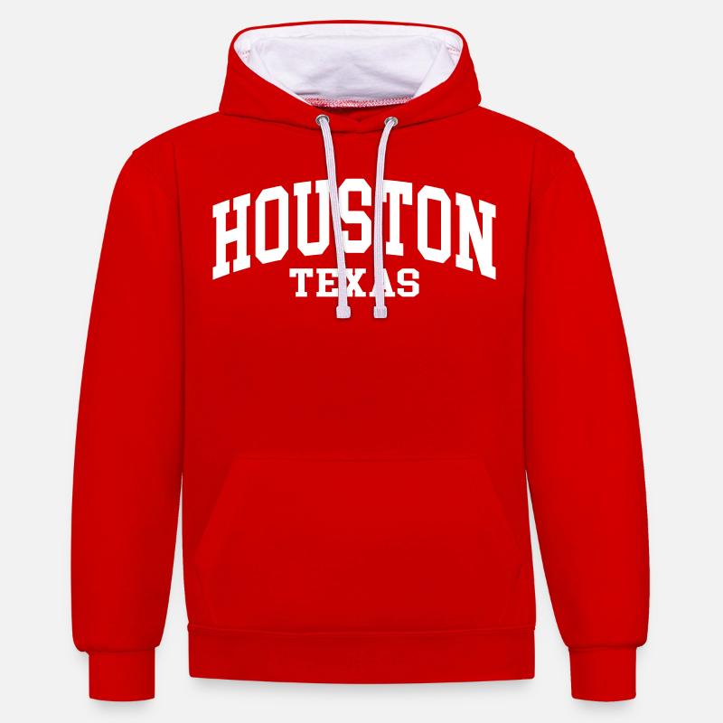Houston - Sweat à capuche contrasté - rouge/blanc