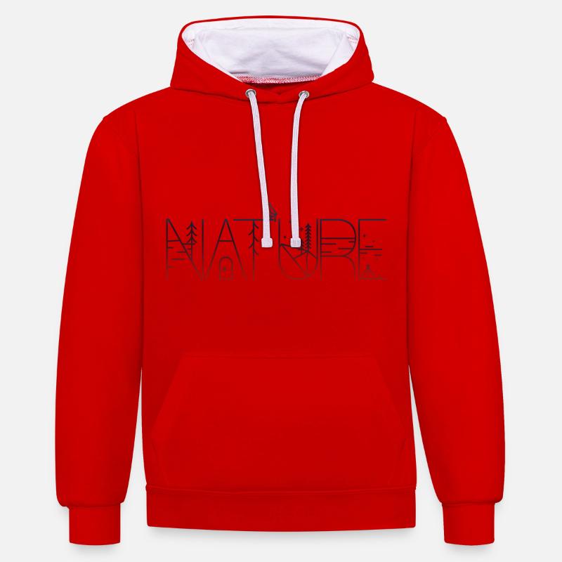 Conception créative de la nature - Sweat à capuche contrasté - rouge/blanc