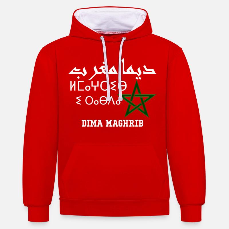 Dima Maghrib - Sweat à capuche contrasté - rouge/blanc
