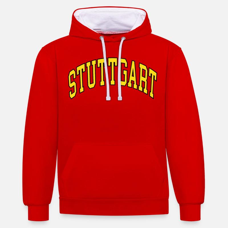 Stuttgart - Sweat à capuche contrasté - rouge/blanc