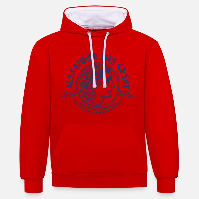 alexandre la grande macédoine - Sweat à capuche contrasté - rouge/blanc