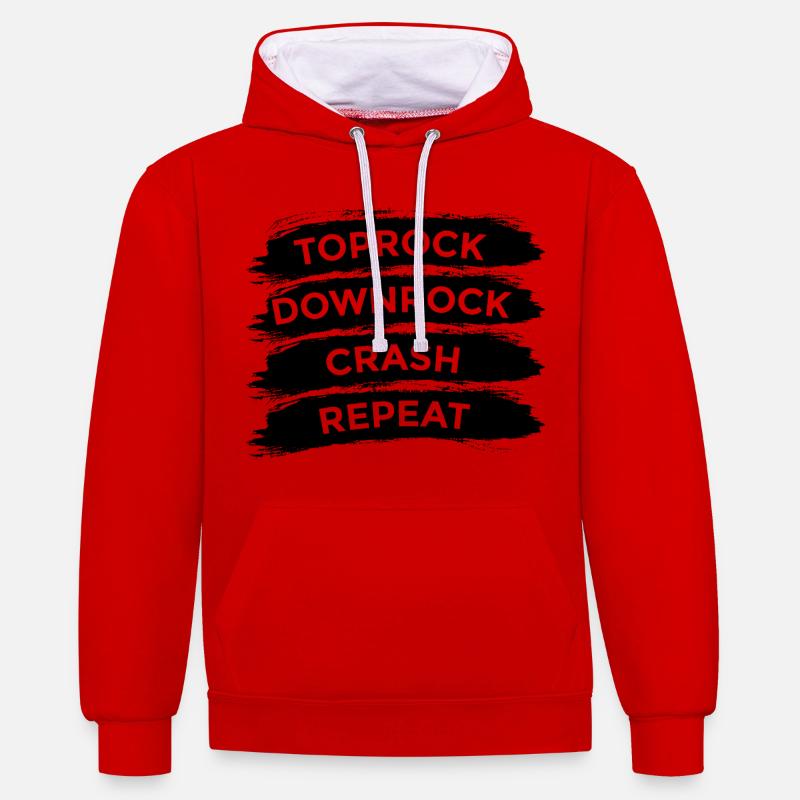 Dicton breakdancer - Sweat à capuche contrasté - rouge/blanc