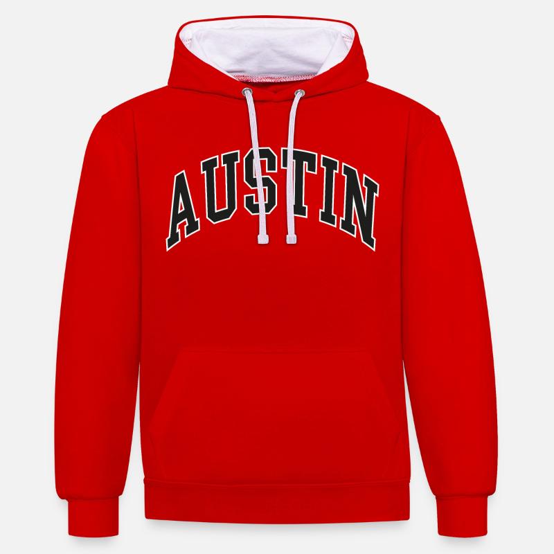 Austin - Sweat à capuche contrasté - rouge/blanc