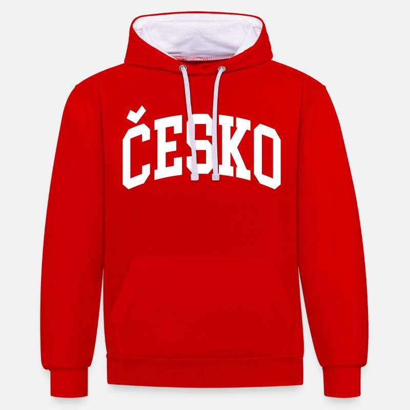 Česko - Sweat à capuche contrasté - rouge/blanc