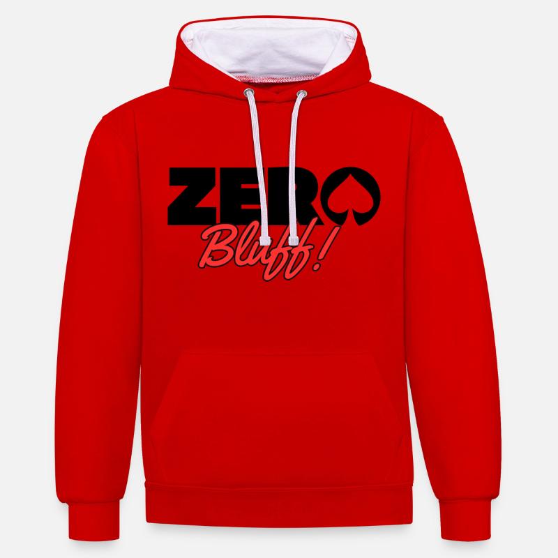 Poker-Zero Bluff Noir - Sweat à capuche contrasté - rouge/blanc