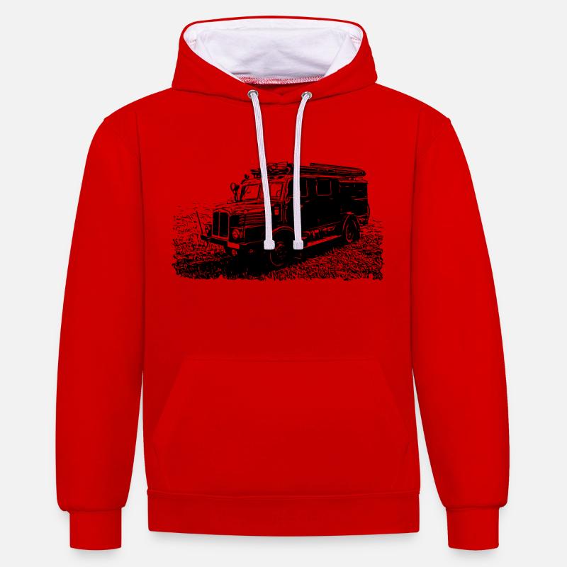 Brigade de pompiers IFA H3A - Sweat à capuche contrasté - rouge/blanc