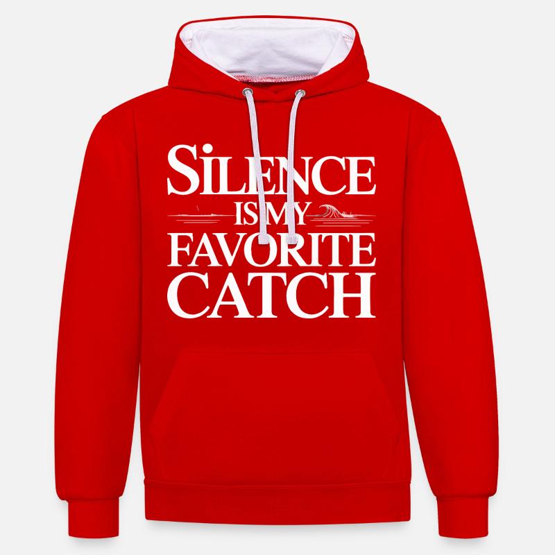 Le silence est ma phrase préférée - Sweat à capuche contrasté - rouge/blanc