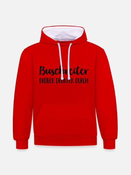 Buschreiter - Kontrast-Hoodie - Rot/Weiß