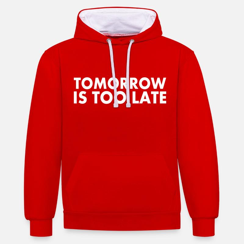 Tomorrow is too late - Sweat à capuche contrasté - rouge/blanc