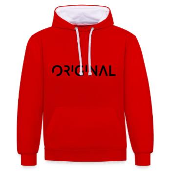 ORIGINAL - Sweat à capuche contrasté - rouge/blanc - Devant - Liana (172cm) & Jaron (178cm)