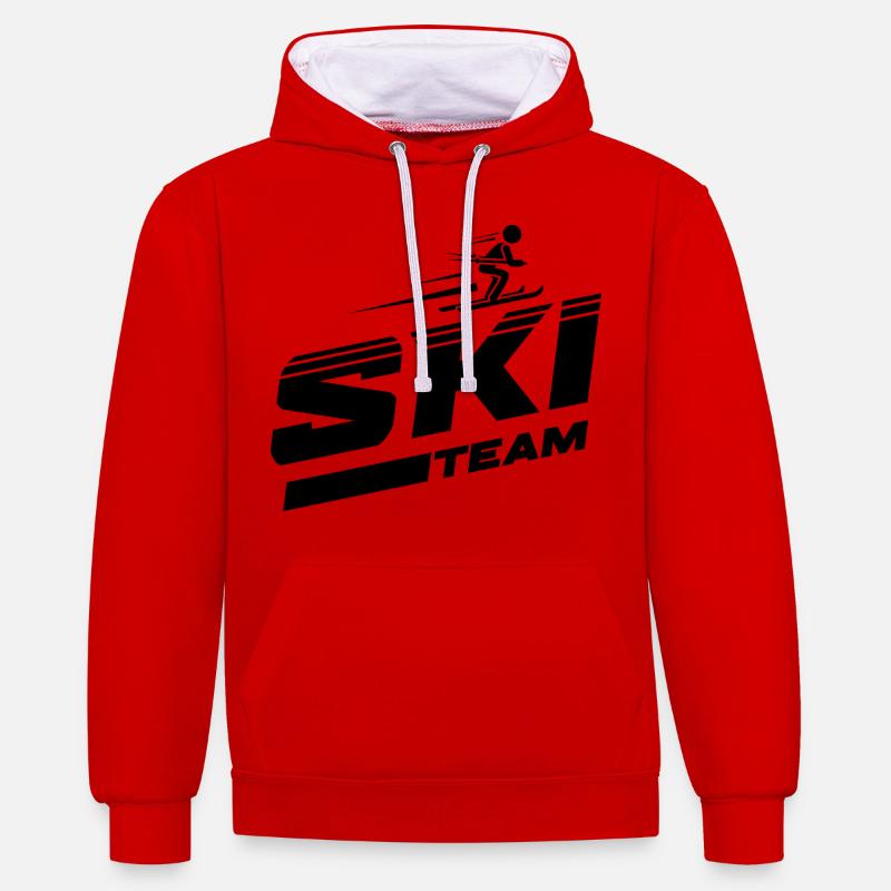 Ski en équipe de ski - Sweat à capuche contrasté - rouge/blanc