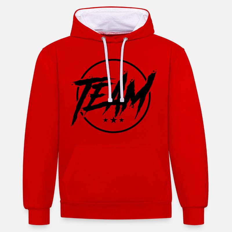 cercle d'équipe - Sweat à capuche contrasté - rouge/blanc