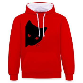 Chat noir - Chat noir - Sweat à capuche contrasté - rouge/blanc - Devant - Liana (172cm) & Jaron (178cm)