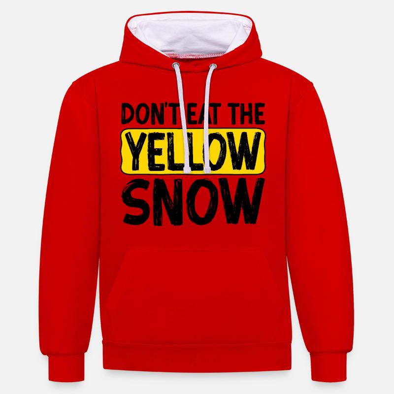 Ne mangez pas la neige jaune - Sweat à capuche contrasté - rouge/blanc
