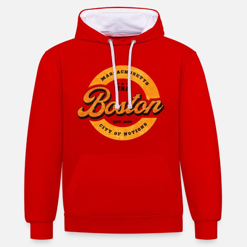 Impression du logo Boston Retro Circle - Sweat à capuche contrasté - rouge/blanc