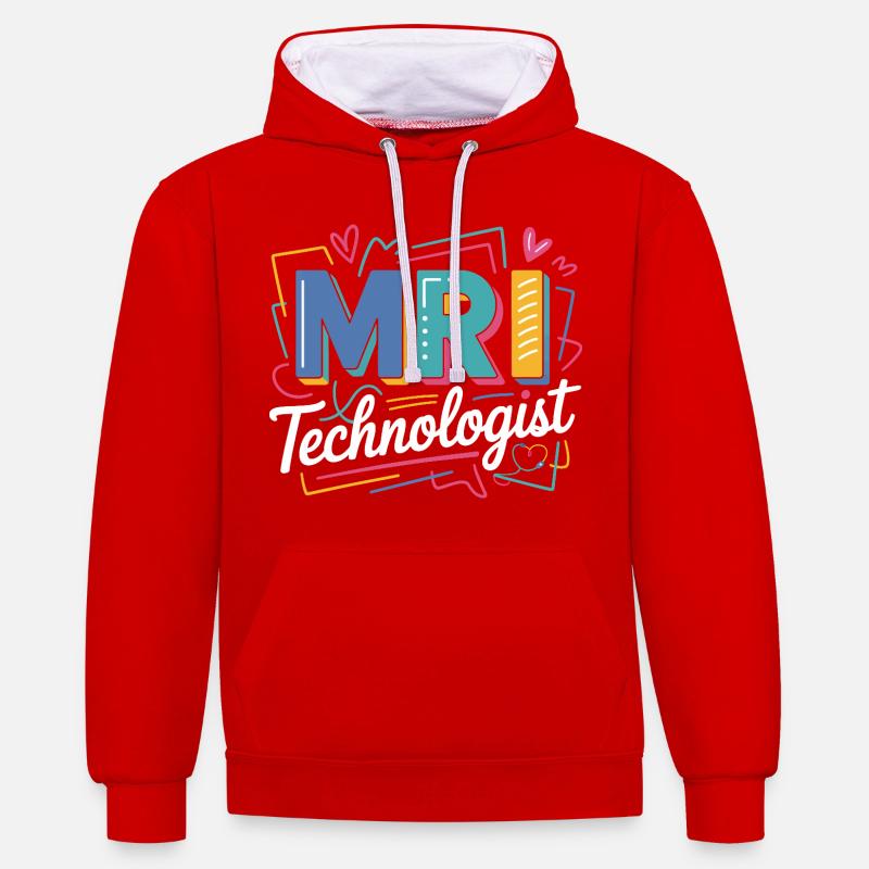 MRI Technologist Farbexplosion - Kontrast-Hoodie - Rot/Weiß