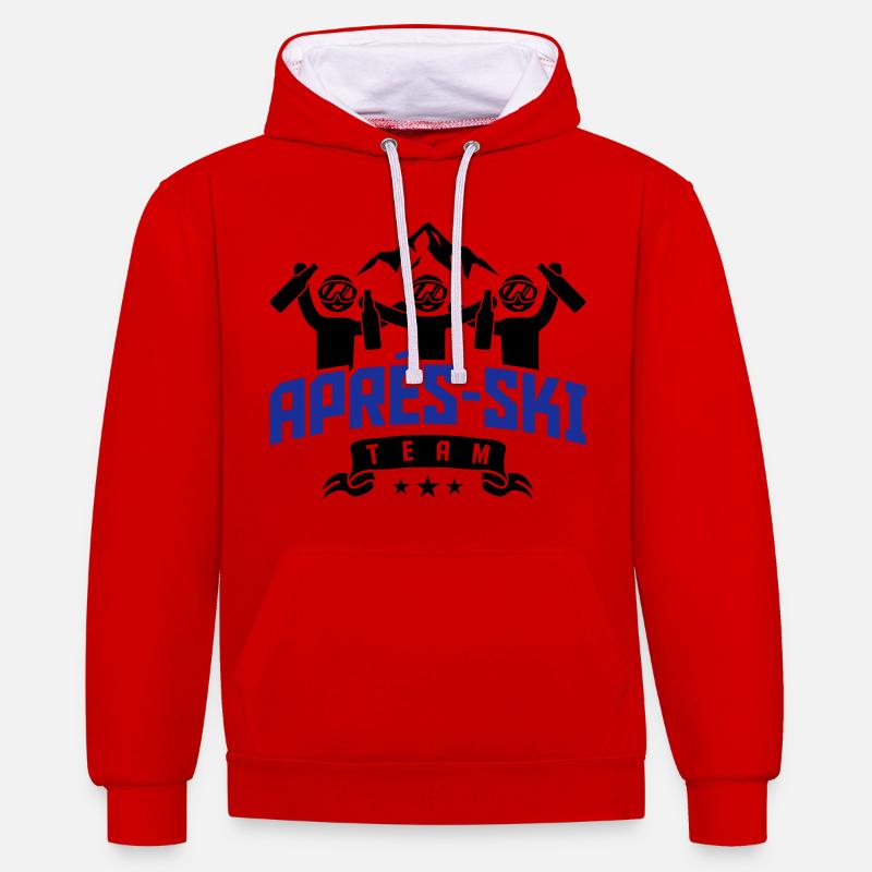 fête d'équipe après ski - Sweat à capuche contrasté - rouge/blanc