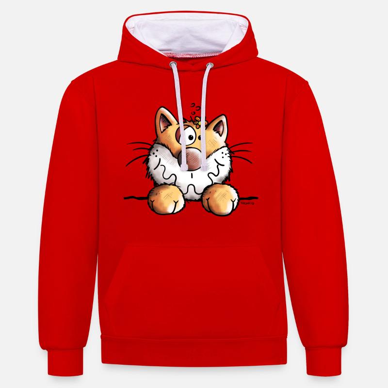 Mignon Chaton - Sweat à capuche contrasté - rouge/blanc