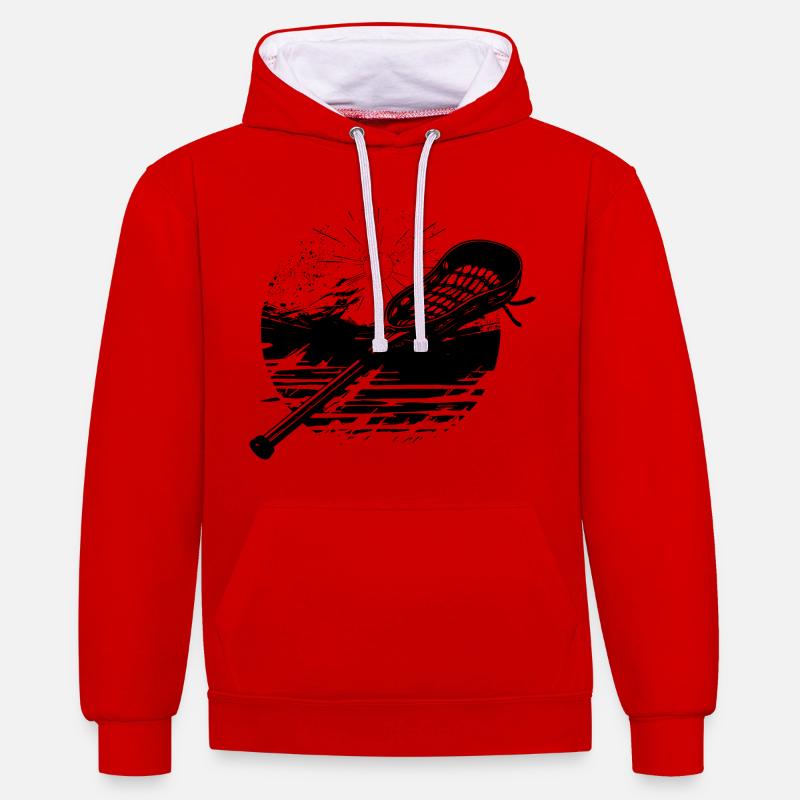 Bâtons de crosse - Sweat à capuche contrasté - rouge/blanc