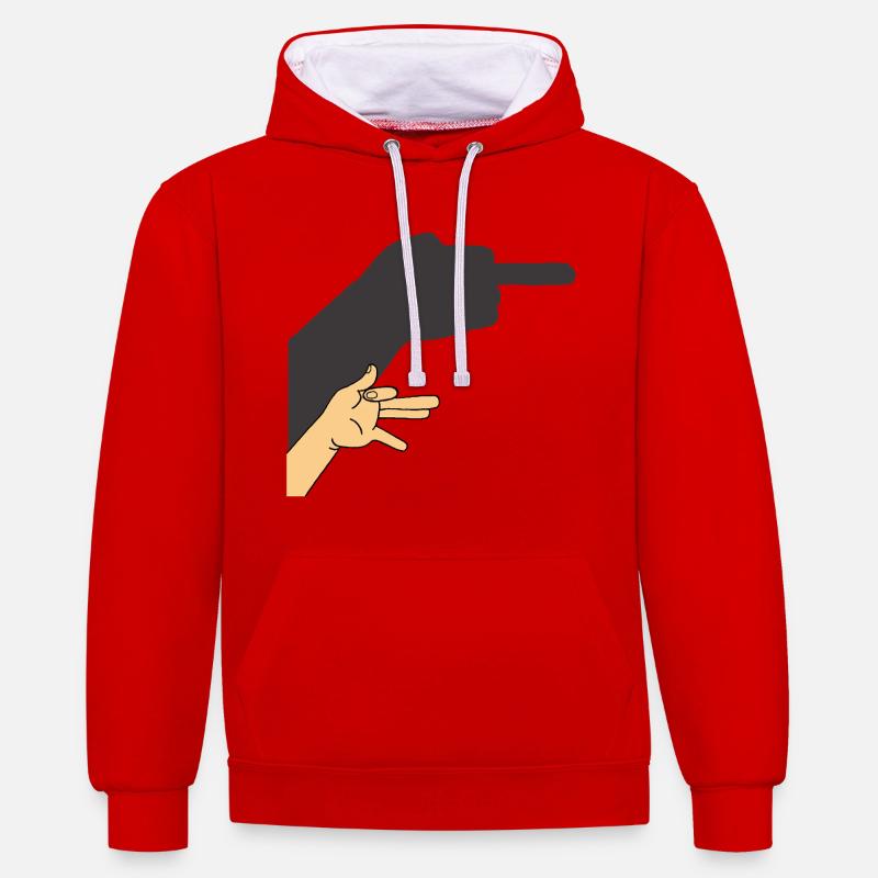 Schatten eines Hundes oder nicht - Kontrast-Hoodie - Rot/Weiß