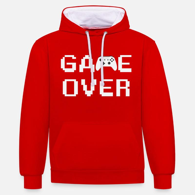Game Over Controller Blanc - Sweat à capuche contrasté - rouge/blanc