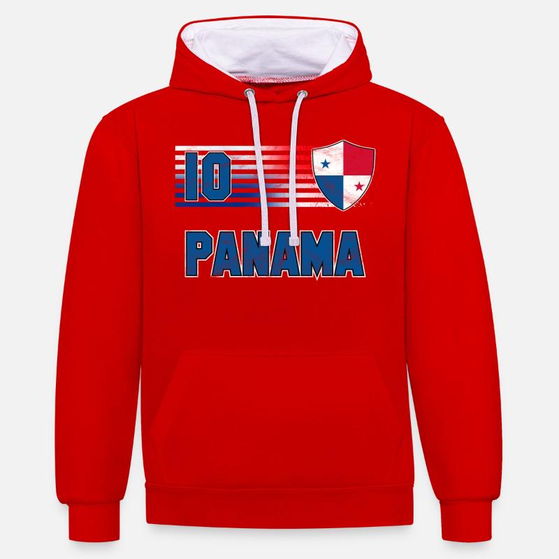 Équipe du Panama de football - Sweat à capuche contrasté - rouge/blanc