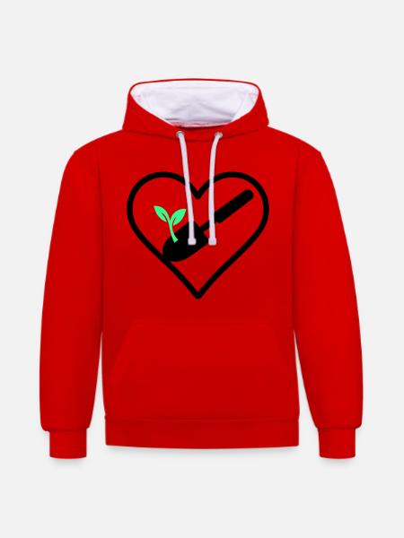 Gardening Heart – Green Passion - Contrast hoodie - red/white