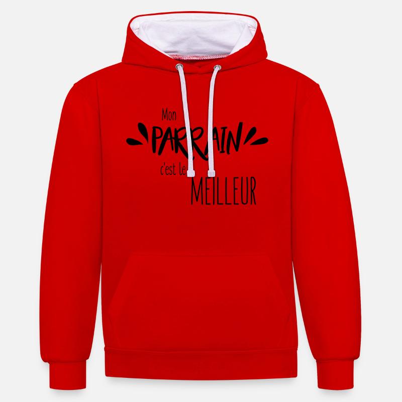 Mon parrain c'est le meilleur - Sweat à capuche contrasté - rouge/blanc
