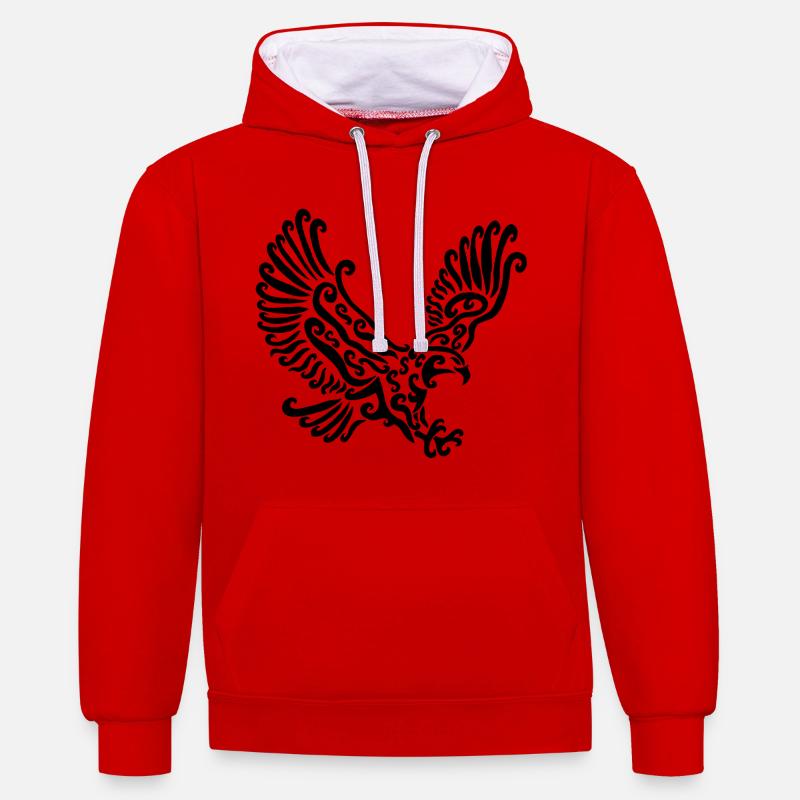 Aigle noir - Sweat à capuche contrasté - rouge/blanc