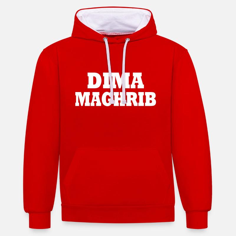Dima maghrib - Sweat à capuche contrasté - rouge/blanc