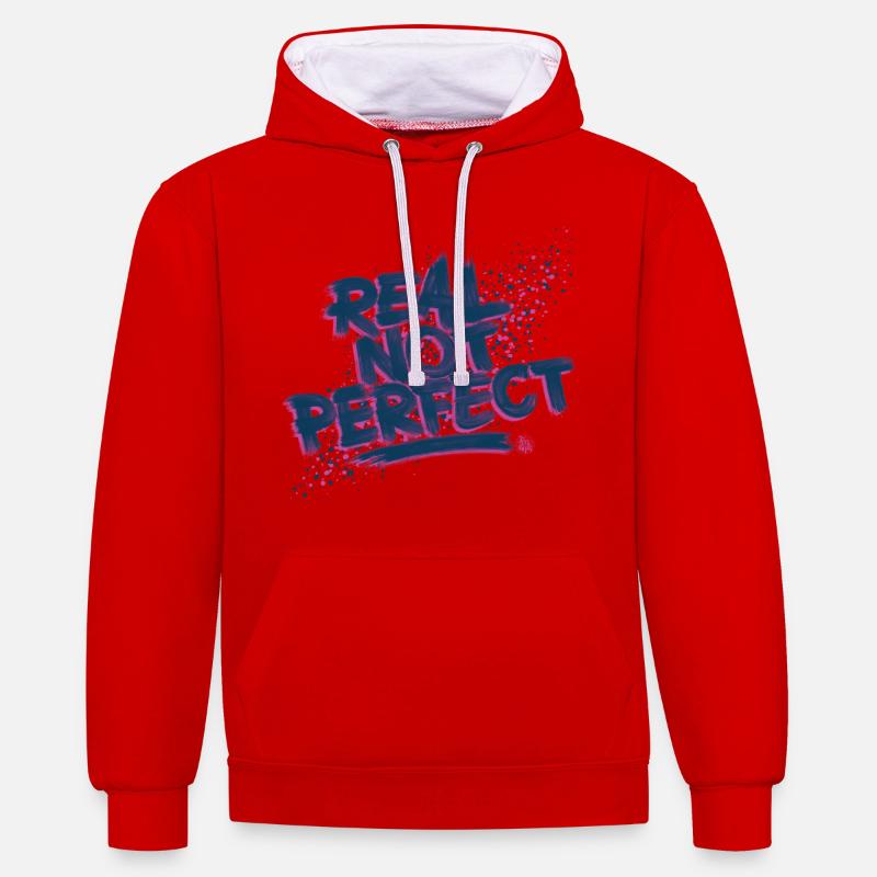 Real not perfect - Sweat à capuche contrasté - rouge/blanc