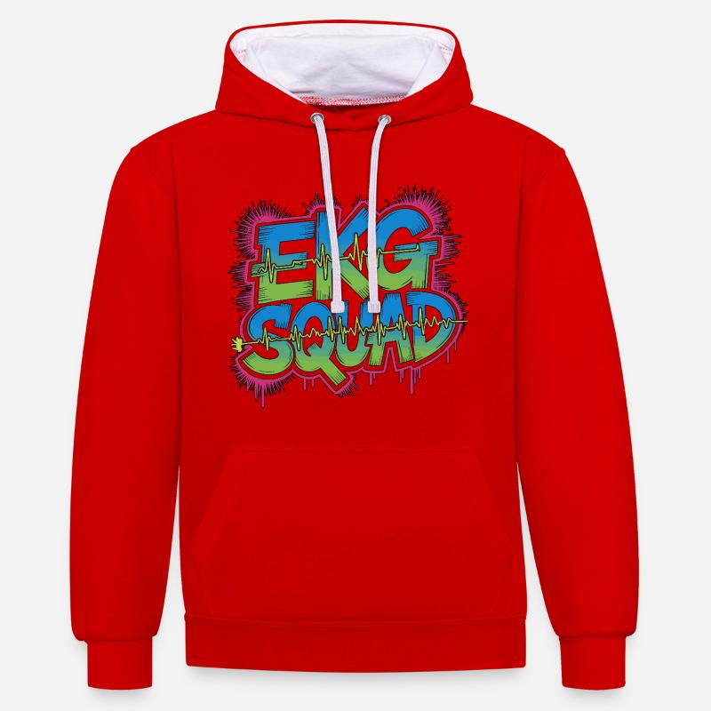 Cardiac Tech EKG Squad Pacemaker Technician - Kontrast-Hoodie - Rot/Weiß