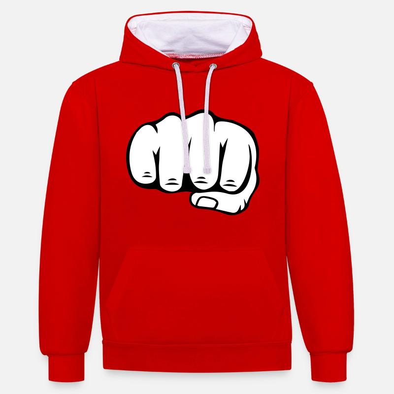 BROFIST - Sweat à capuche contrasté - rouge/blanc