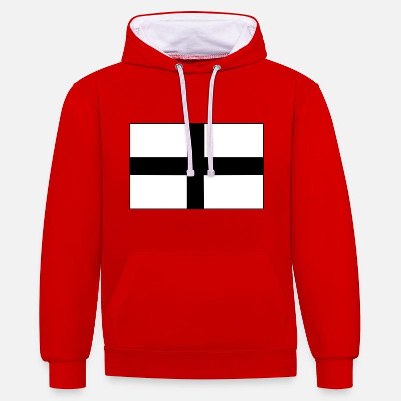 drapeau breton - Sweat à capuche contrasté - rouge/blanc