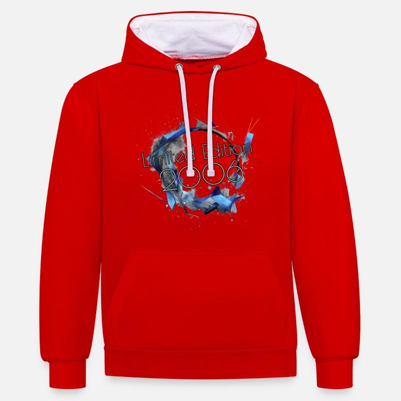 Edition Limitée 2006 Anniversaire Geschnenk - Sweat à capuche contrasté - rouge/blanc