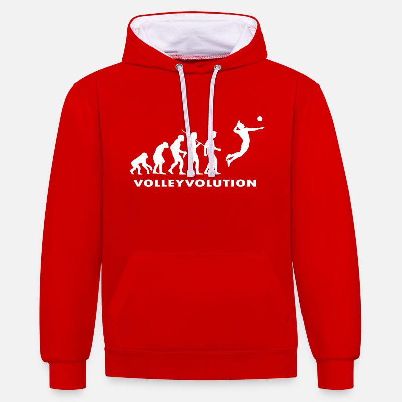 vollevolution - Sweat à capuche contrasté - rouge/blanc
